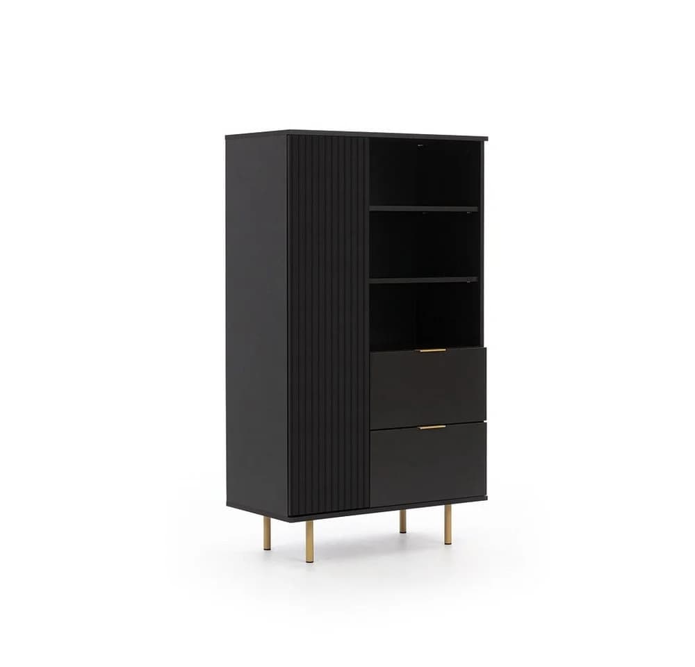 Lomadox Wohnzimmer-Set NADOR-132 3-teilig matt schwarz gold