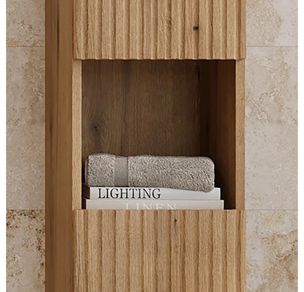 Lomadox Hochschrank NEWPORT-56 Eiche gerillte Front