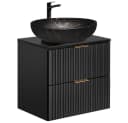 Lomadox Waschtisch ADELAIDE-56-BLACK Schwarz mit Softclose & Goldmarmorierung Bild 2