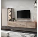 Lomadox Wohnwand CLINTON-164 Kaschmir Beige Eiche Push-to-open LED Bild 1