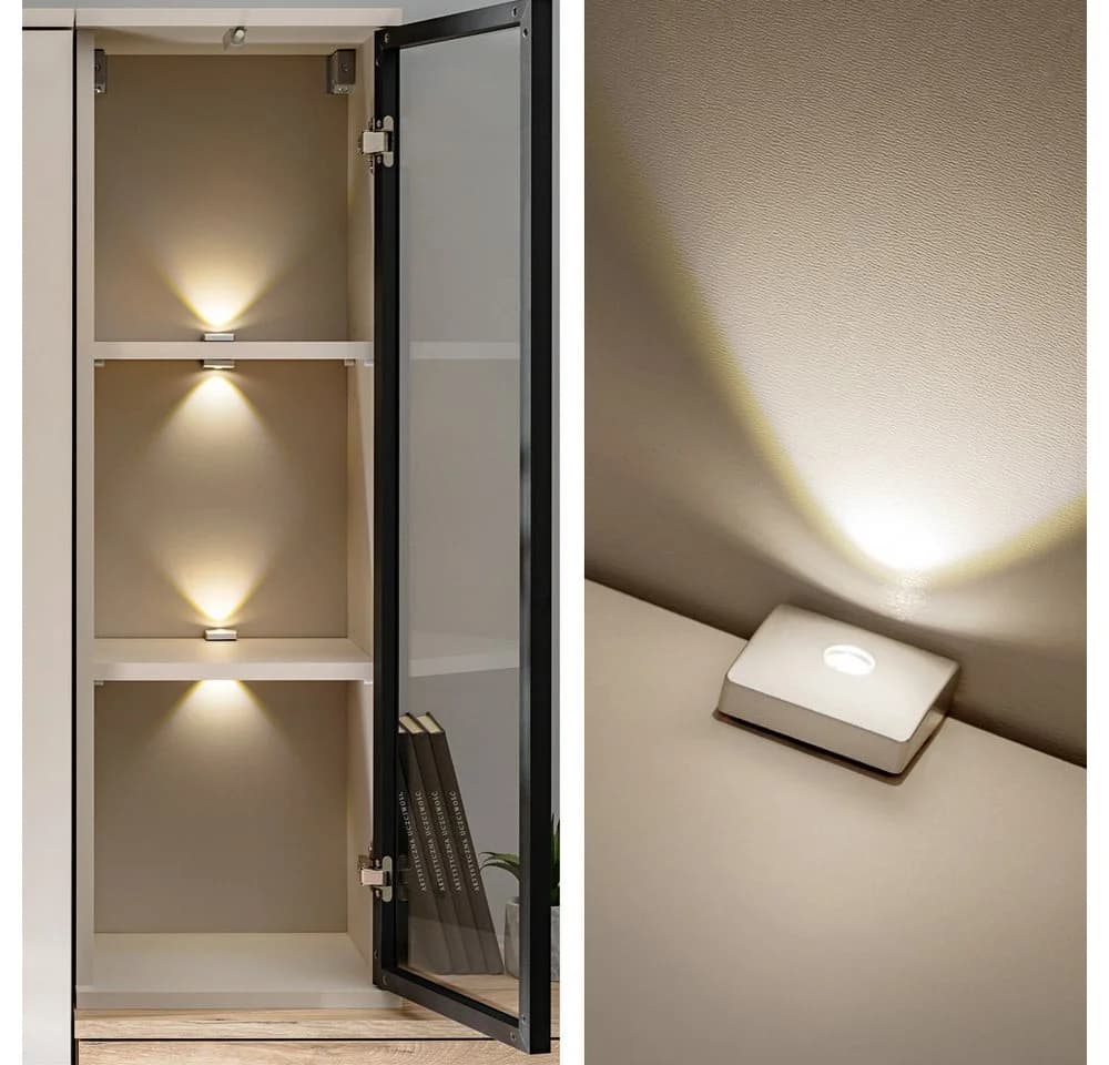 Lomadox Wohnwand CLINTON-164 Kaschmir Beige Eiche Push-to-open LED - Bild 3