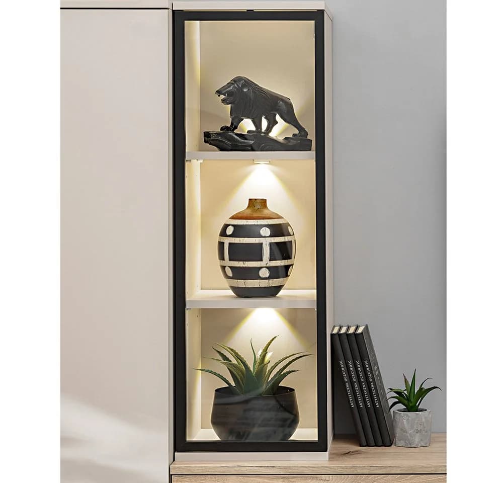Lomadox Wohnwand CLINTON-164 Kaschmir Beige Eiche Push-to-open LED - Bild 5