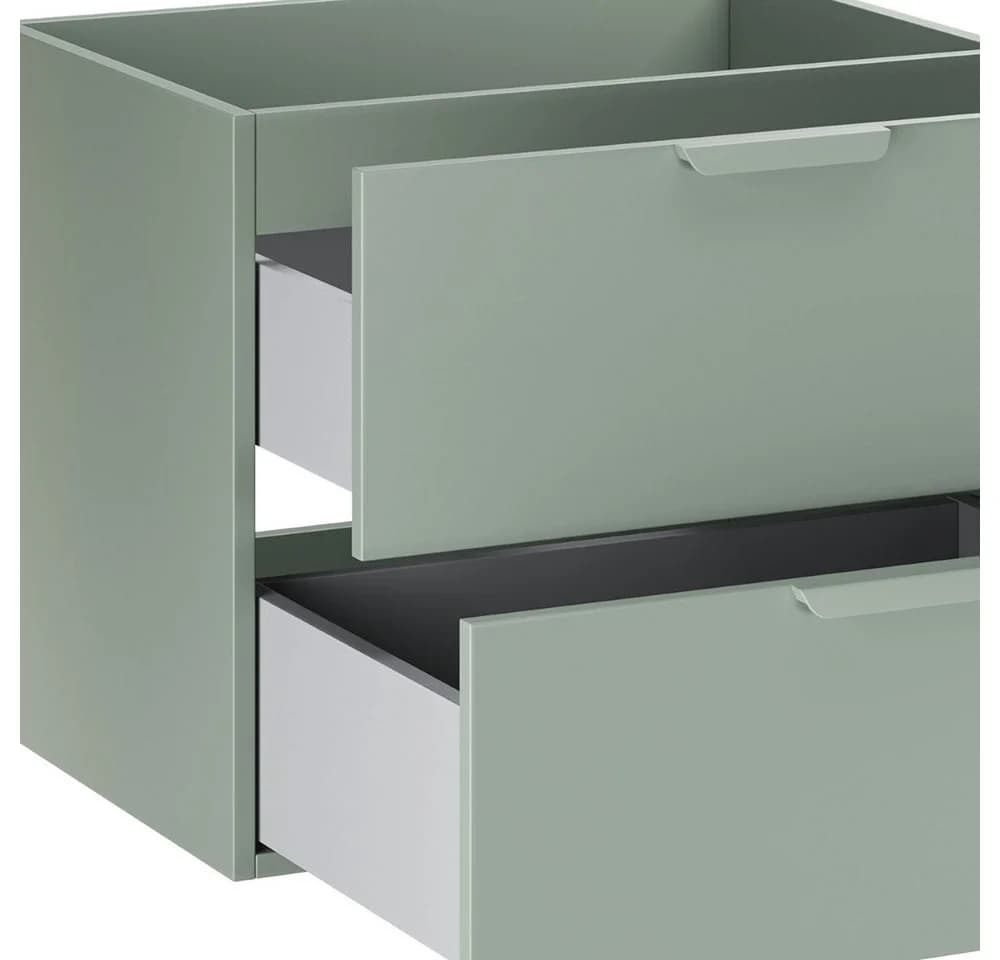 Lomadox Waschtischunterschrank ALASSIO-56 Grün matt 2 Schubladen - Bild 3