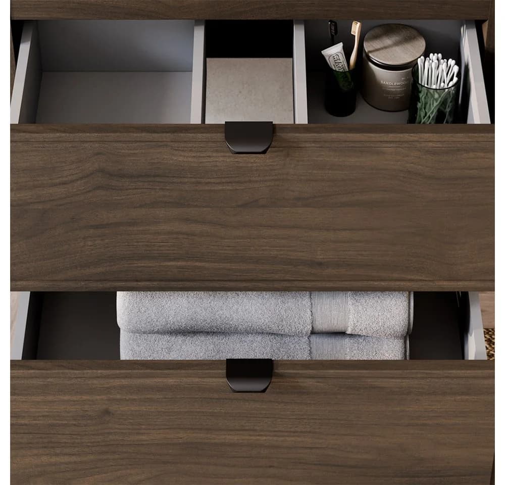 Lomadox Badmöbel-Set TEMUCO-56-WALNUT Walnuss Modern