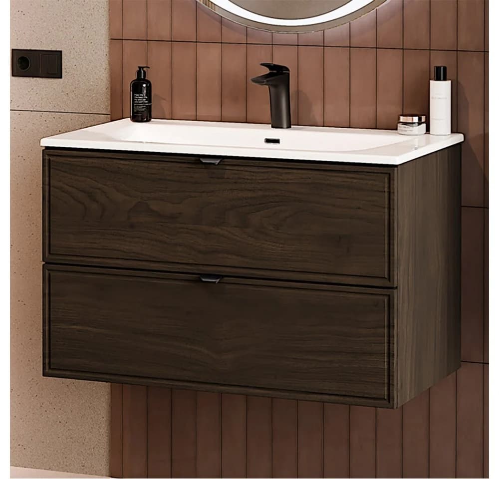 Lomadox Waschtisch TEMUCO-56-WALNUT mit Rahmenfräsung und Softclose - Bild 2