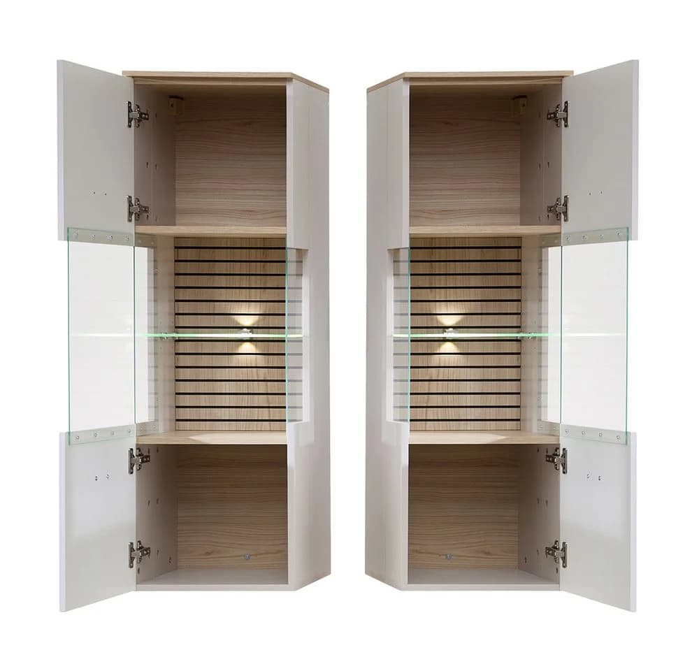 Lomadox Hängevitrine ISCHIA-36 Beige Eiche LED Softclose