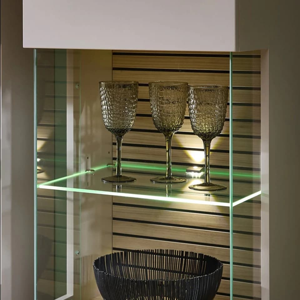 Lomadox Hängevitrine ISCHIA-36 Beige Eiche LED Softclose - Bild 3