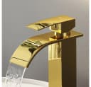 Lomadox Waschtischarmatur FAUCET-140 Edelstahl Goldfarben Glänzend Bild 1