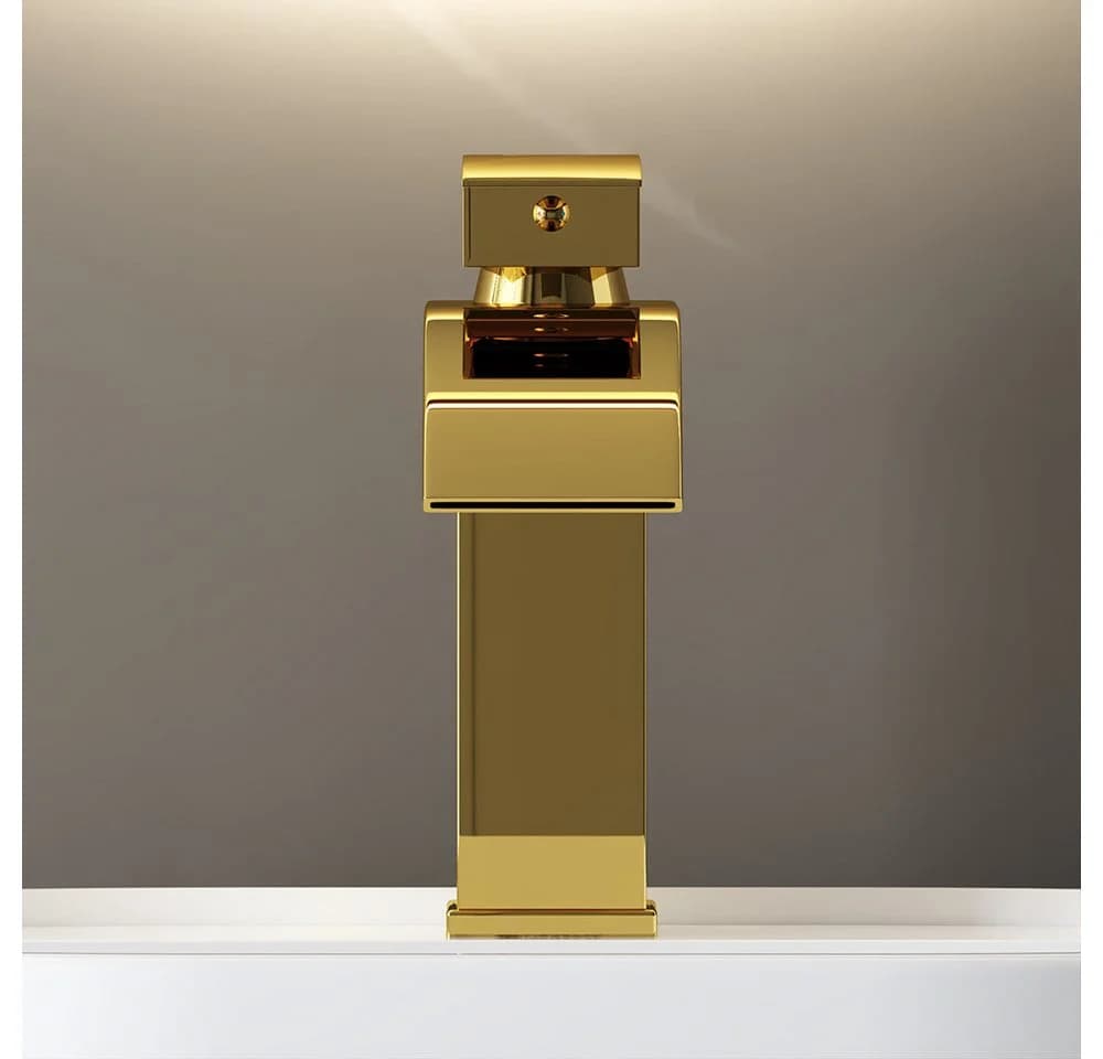 Lomadox Waschtischarmatur FAUCET-140 Edelstahl Goldfarben Glänzend - Bild 3