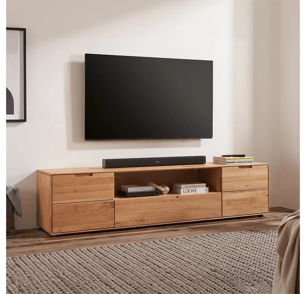 Lomadox Lowboard WISLA-69 Massivholz Wildeiche geölt Softclose - Bild 2
