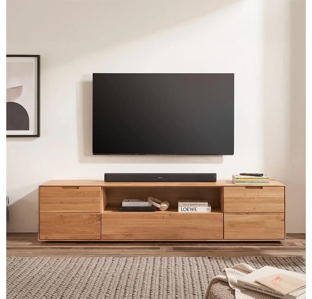 Lomadox Lowboard WISLA-69 Massivholz Wildeiche geölt Softclose - Bild 5