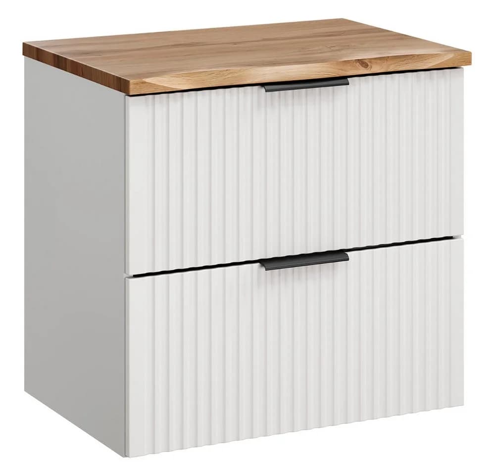 Lomadox Waschbeckenschrank ADELAIDE-56-WHITE Weiß Matt mit Gerillter Front - Bild 2