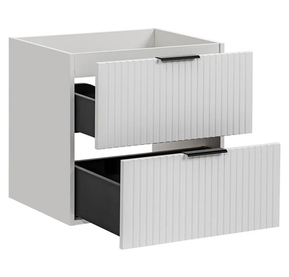 Lomadox Waschbeckenschrank ADELAIDE-56-WHITE Weiß Matt mit Gerillter Front - Bild 5