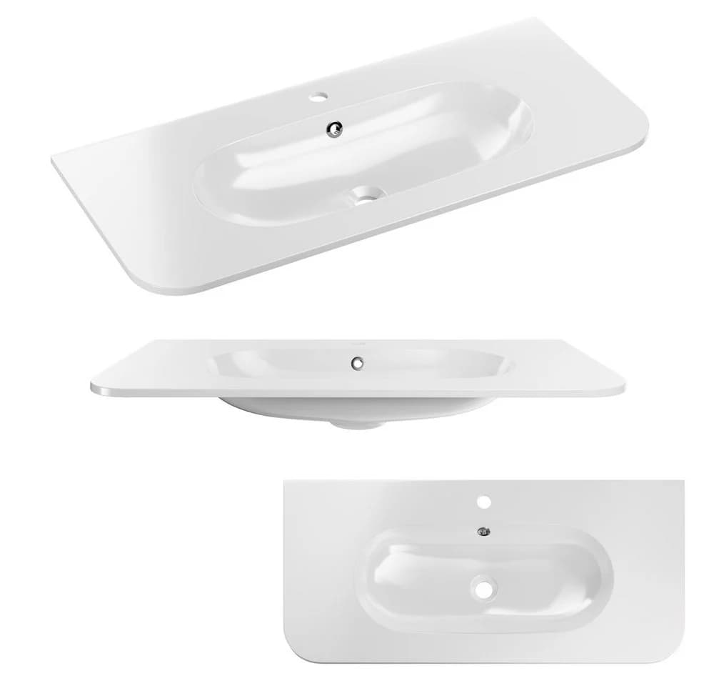 Lomadox Badmöbel-Set OLIVA-56 Eiche Rillen Keramik Softclose - Bild 5