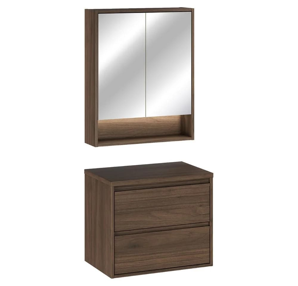 Lomadox Badmöbel-Set VERZUOLO-56-WALNUT Wandhängend mit LED - Bild 5