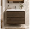 Lomadox Waschtisch VERZUOLO-56-WALNUT wandhängend mit Softclose Bild 2