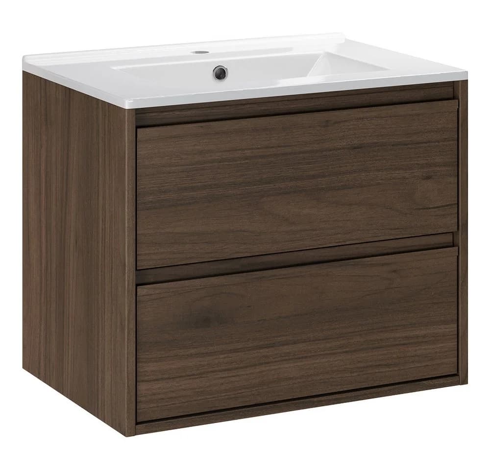 Lomadox Waschtisch VERZUOLO-56-WALNUT wandhängend mit Softclose - Bild 5
