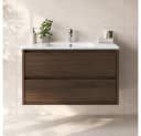 Lomadox Waschtisch VERZUOLO-56-WALNUT 81 cm braun wandhängend Bild 2