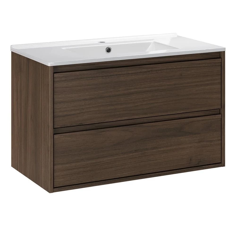 Lomadox Waschtisch VERZUOLO-56-WALNUT 81 cm braun wandhängend - Bild 5