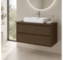 Lomadox Waschtisch 80 cm Walnuss Aufsatzbecken Softclose Bild 2