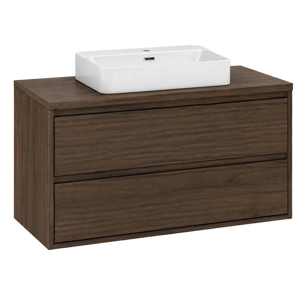 Lomadox Waschtisch 80 cm Walnuss Aufsatzbecken Softclose - Bild 5
