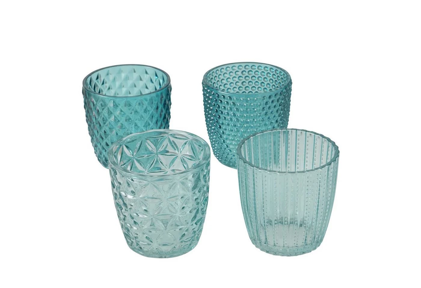 BOLTZE GRUPPE Teelichthalter Marilu Glas lackiert türkis 4-teilig