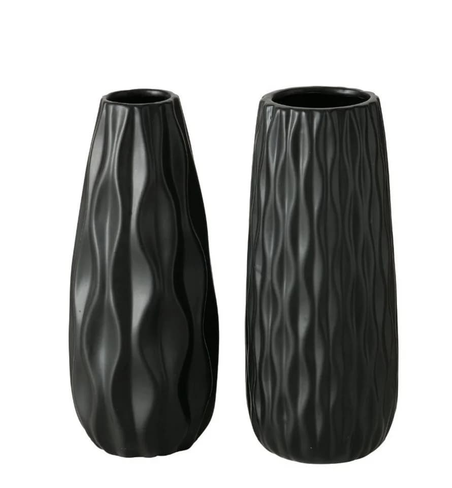 BOLTZE GRUPPE GmbH Dekovase 2er Set Vase Luana Schwarz Steingut Matt - Bild 2