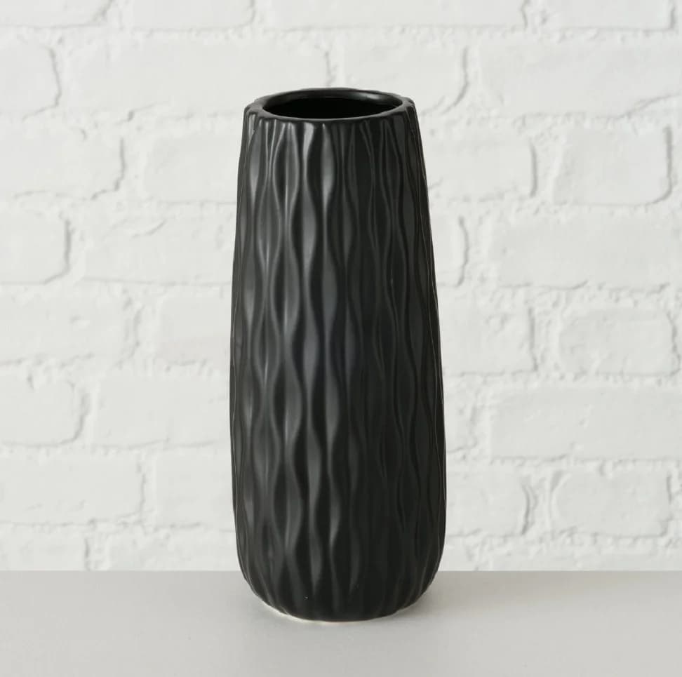 BOLTZE GRUPPE GmbH Dekovase 2er Set Vase Luana Schwarz Steingut Matt - Bild 4