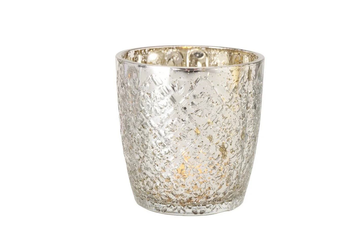 BOLTZE Windlicht Patty 2er-Set Antik Silber Glas Relief