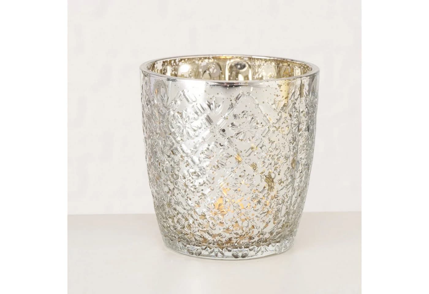 BOLTZE Windlicht Patty 2er-Set Antik Silber Glas Relief - Bild 2