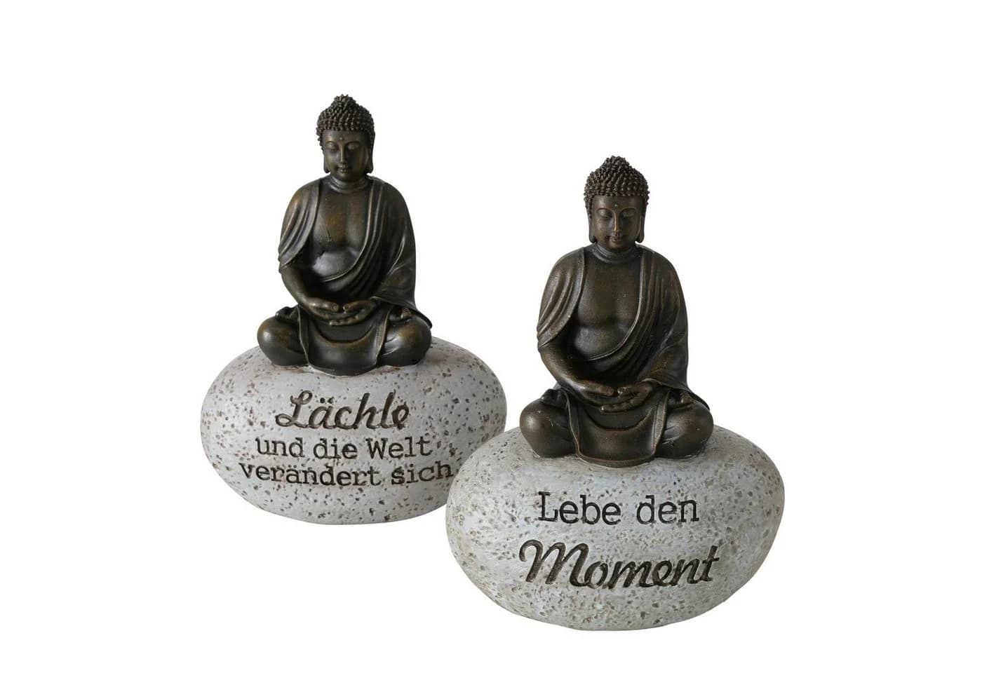 BOLTZE Zen-Buddha Deko-Set 2er mit Weisheiten Braun/Grau - Bild 2