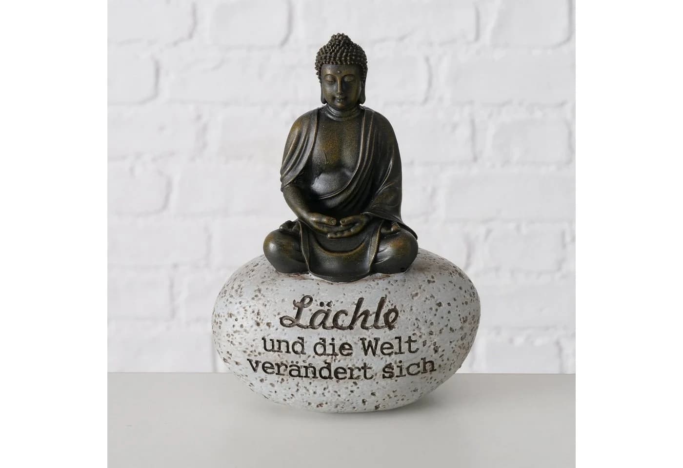 BOLTZE Zen-Buddha Deko-Set 2er mit Weisheiten Braun/Grau - Bild 5