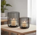 BOLTZE Windlicht Cindy 2er Set Schwarz Skandinavisch Glas Metall Bild 1