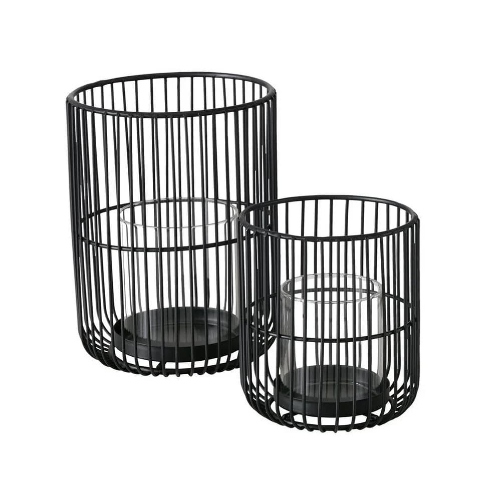 BOLTZE Windlicht Cindy 2er Set Schwarz Skandinavisch Glas Metall - Bild 2