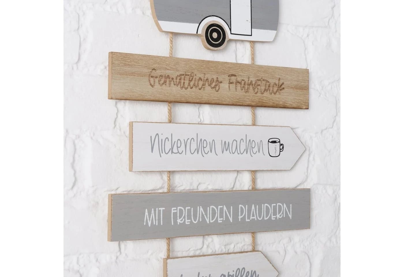 MF Wanddekoobjekt 2er-Set Camping Regeln Holz Dekoration
