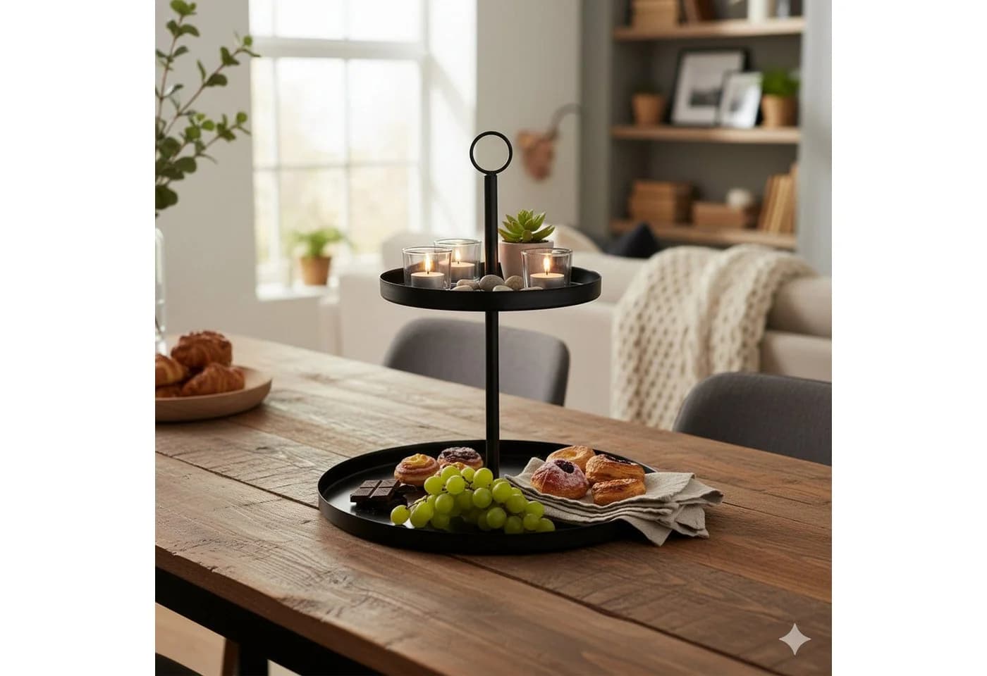 BOLTZE Etagere Samina Schwarz Metall 2 Ebenen