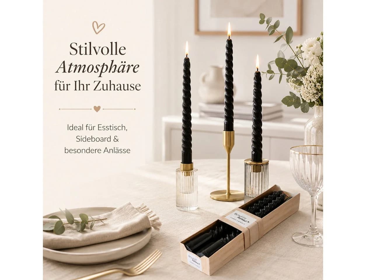 BOLTZE Tafelkerze Stabkerze Twisto Schwarz 6-tlg. - Bild 2