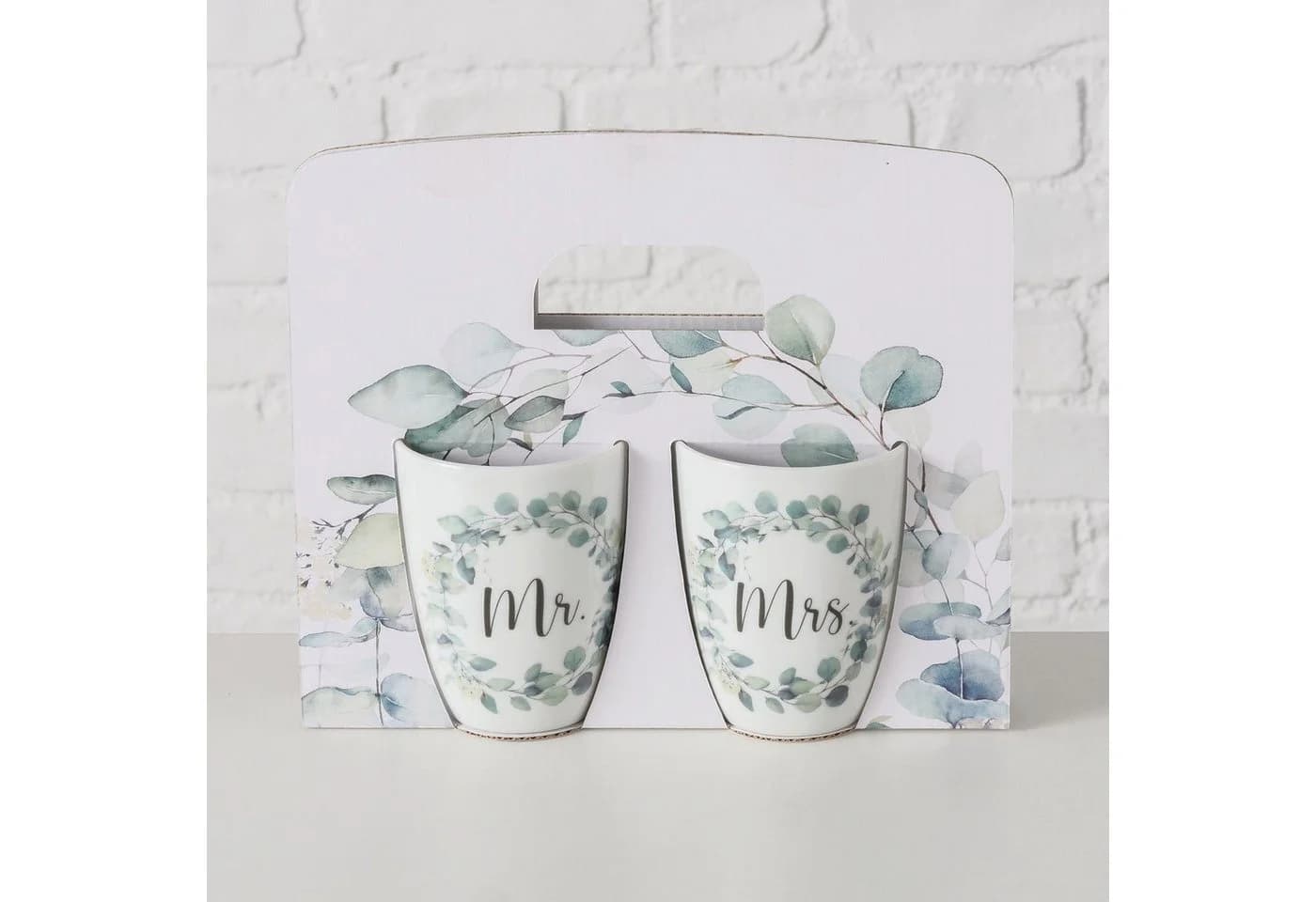 BOLTZE Becher-Set "Mr. & Mrs." Porzellan Weiß/Grün/Schwarz - Bild 5