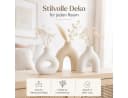 Boltze Home Vase Weiß Beige Keramik Rund Bild 1