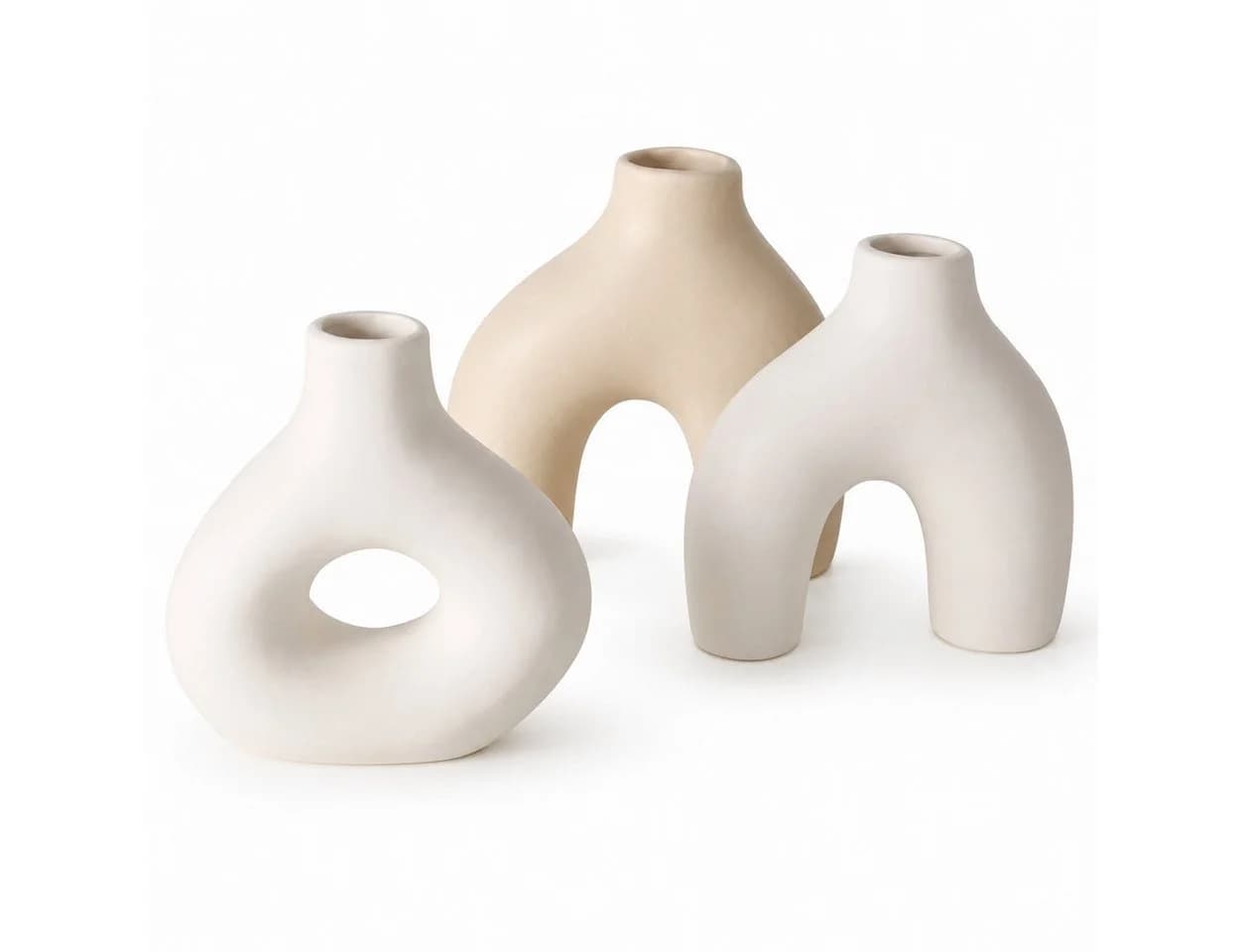 Boltze Home Vase Weiß Beige Keramik Rund - Bild 2