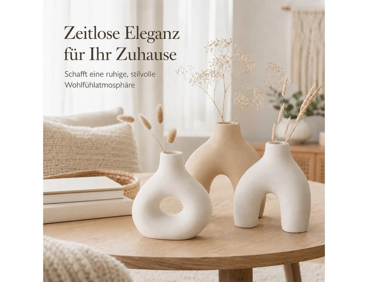 Boltze Home Vase Weiß Beige Keramik Rund - Bild 4
