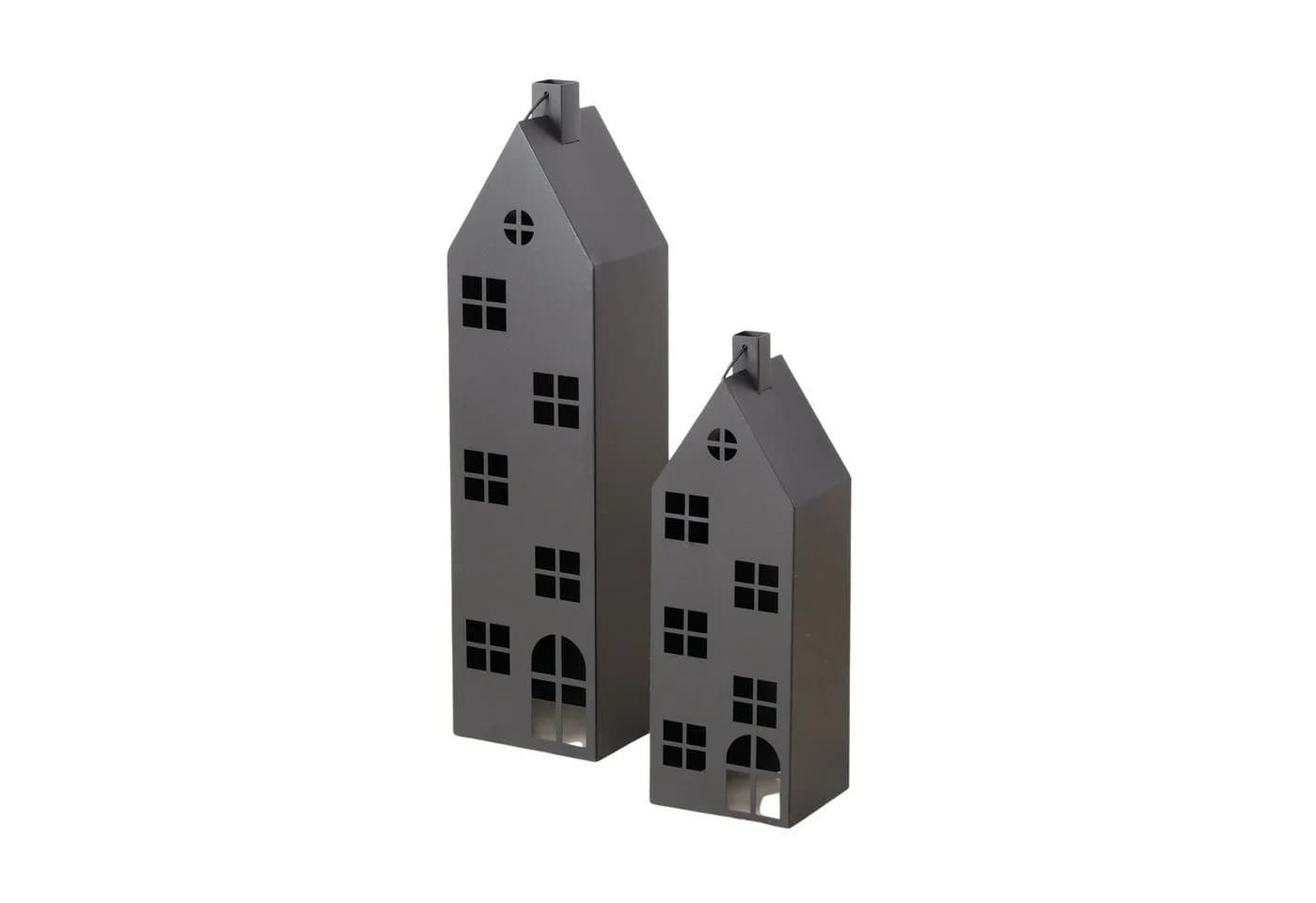 BOLTZE Kerzenlaterne Alba Haus 2er Set Schwarz Metall - Bild 2