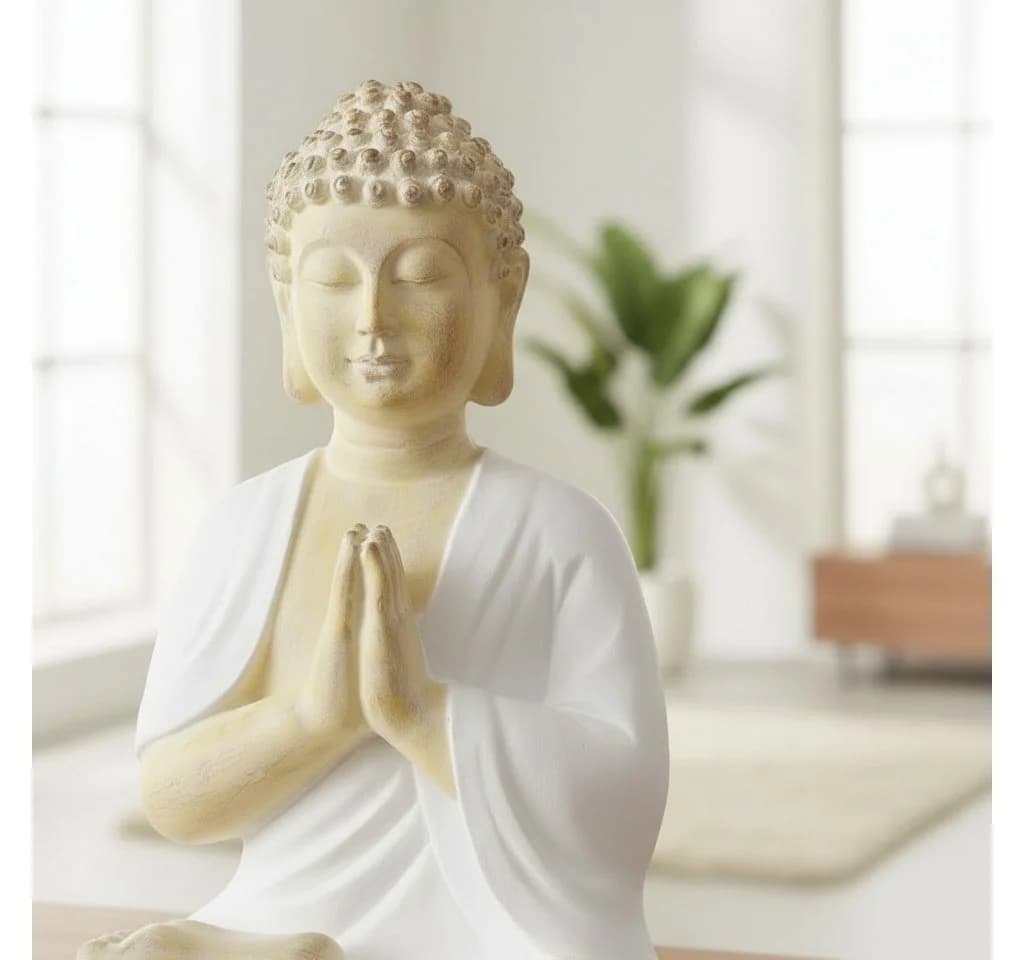 MF Buddhafigur Samudra Weiß Beige 50cm - Bild 3