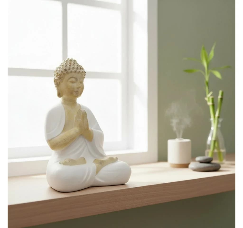 MF Buddhafigur Samudra Weiß Beige 50cm - Bild 4