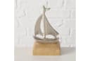 Boltze Dekoaufsteller Boot Shippy Aluminium Mangoholz Maritim Silber Bild 1