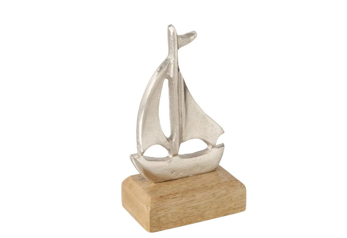 Boltze Dekoaufsteller Boot Shippy Aluminium Mangoholz Maritim Silber - Bild 2