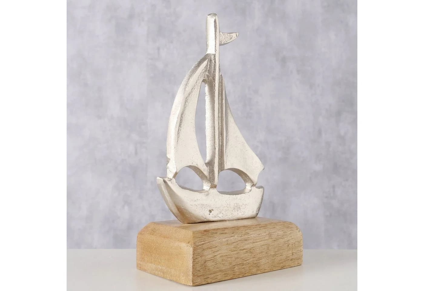 Boltze Dekoaufsteller Boot Shippy Aluminium Mangoholz Maritim Silber - Bild 3