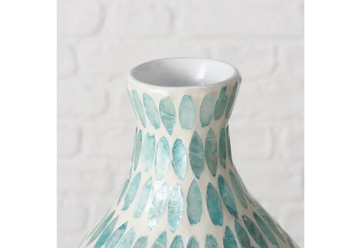 BOLTZE Dekovase Mosaikvase Livas Blau/Cremeweiß Capizmuschel - Bild 3