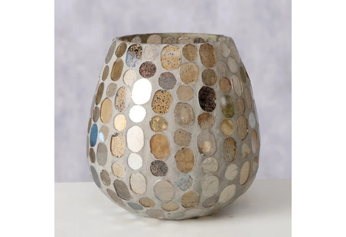BOLTZE Windlicht Kemis Mosaik Glas Beige Braun