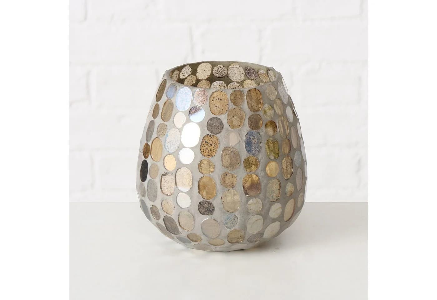 BOLTZE Windlicht Kemis Mosaik Glas Beige Braun - Bild 4